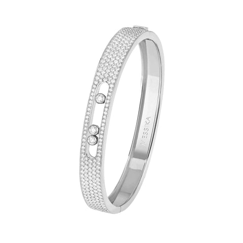 T Bangle in Hammered Finish with Rhodium Plated Sterling Silver –  Tateossian London
